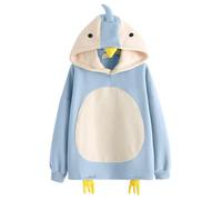 Hoodie Damen Sweatshirt mit Kapuze Japanese Stil Kawaii Karikatur Hoodie College Chick Hoodie Langarm Comic Top Design weicher Sweatshirt Oversize Mode Pullover, O Azul Claro, S