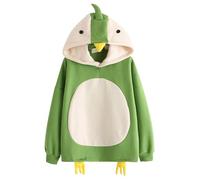 Hoodie Damen Sweatshirt mit Kapuze Japanese Stil Kawaii Karikatur Hoodie College Chick Hoodie Langarm Comic Top Design weicher Sweatshirt Oversize Mode Pullover, O Verde, L