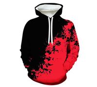 Hoodie Herren Lässig Sweatshirt mit Kapuze Modische Druck Hoodie Farbblock Patchwork Hoody Tops Slim Kordelzug Langarmshirt bequem Langarm Bluse Regular Fit Longsleeve Pullover, rojo, XXL