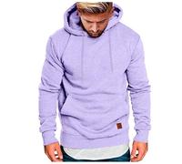 Hoodie Herren Langarm Kaputzensweatjacke Regular Fit Sportshirt Laufshirt Winterpullover Casual Hoody Tops leichte Hip Hop Pulli Streetwear für Männer Longsleeve Herbst Winter, R Púrpura, L
