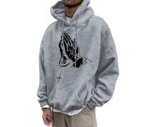Hoodie Herren Langarm Kapuzenshirt Regular Fit Kaputzenpulli Trainingsshirt Winterpullover Freizeit Hoody Tops leichte Kapuzenjacke Longshirt Streetwear Mode Longsleeve Herbst Winter, R Gris Claro, XL