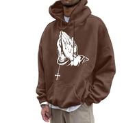 Hoodie Herren Langarm Kapuzenshirt Regular Fit Kaputzenpulli Trainingsshirt Winterpullover Freizeit Hoody Tops leichte Kapuzenjacke Longshirt Streetwear Mode Longsleeve Herbst Winter, R Marrón, XXL