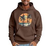 Hoodie Herren Langarm Pullover mit Kapuze Oversize Sportshirt Freizeithirt Hooded Sweat Casual bequem Hoody Tops Longshirt Streetwear Mode Longsleeve Herbst Winter, R café, S