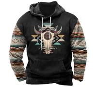 Hoodie Herren Locker Sweatshirt mit Kapuze Vintage Tierdruck Hoodie Casual Einfarbig Kapuzenpulli Basic Hoody Tops Kordelzug Langarmshirt mit Taschen bequem Herrenpullover Tops, Negro , L