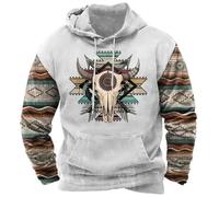 Hoodie Herren Locker Sweatshirt mit Kapuze Vintage Tierdruck Hoodie Casual Einfarbig Kapuzenpulli Basic Hoody Tops Kordelzug Langarmshirt mit Taschen bequem Herrenpullover Tops, Blanco, L