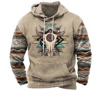 Hoodie Herren Locker Sweatshirt mit Kapuze Vintage Tierdruck Hoodie Casual Einfarbig Kapuzenpulli Basic Hoody Tops Kordelzug Langarmshirt mit Taschen bequem Herrenpullover Tops, beige, M