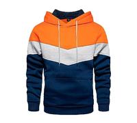 Hoodie Herren Oversize 5XL Sweatshirt Herren mit Kapuze Spleißen Farbblock Kapuzenpulli Lose Fit Sweatpullover Große Größen Kapuzenmantel mit Taschen Lässige Hoodie mit Kordelzug Oberteil, naranja