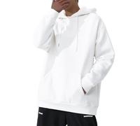 Hoodie Herren Oversize Schwarz, Sweatshirt Herren Mit Kapuze Einfarbig Basic Hoodie Langarm All Match Kapuzenpulli Minimalist Streetwear Mode Sport Freizeit Pullover bequeme Sweater, Blanco, L