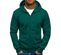 Hoodie Herren Oversize Sweatjacke Herren Mit Kapuze Blau, Sweatpullover mit Reißverschluss Übergangsjacke Einfarbig Sweatshirt bequeme Warmes Kapuzenmantel Freizeit Kapuzenjacke Mode Übergangsmantel