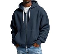 Hoodie Herren Oversize Zipper - Sweatjacke Herren mit Kapuze Einfarben Kapuzenpullover Zip Hoody bequem Kapuzenjacke mit Reißverschluss Sweatshirt Arbeitspullover Casual Kapuzenpulli Trainingsjacke