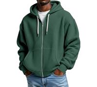 Hoodie Herren Oversize Zipper - Sweatjacke Herren mit Kapuze Einfarben Kapuzenpullover Zip Hoody bequem Kapuzenjacke mit Reißverschluss Sweatshirt Arbeitspullover Casual Kapuzenpulli Trainingsjacke