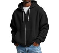 Hoodie Herren Oversize Zipper - Sweatjacke Herren mit Kapuze Einfarben Kapuzenpullover Zip Hoody bequem Kapuzenjacke mit Reißverschluss Sweatshirt Arbeitspullover Casual Kapuzenpulli Trainingsjacke