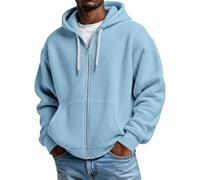 Hoodie Herren Oversize Zipper - Sweatjacke Herren mit Kapuze Einfarben Kapuzenpullover Zip Hoody bequem Kapuzenjacke mit Reißverschluss Sweatshirt Arbeitspullover Casual Kapuzenpulli Trainingsjacke