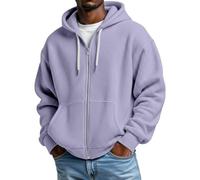 Hoodie Herren Oversize Zipper - Sweatjacke Herren mit Kapuze Einfarben Kapuzenpullover Zip Hoody bequem Kapuzenjacke mit Reißverschluss Sweatshirt Arbeitspullover Casual Kapuzenpulli Trainingsjacke