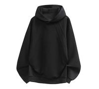 Hoodie Herren Oversized Basic Hoodie Kapuzenpullover, Baumwollmix, Überschnittene Schultern, Casual Streetwear für kühle Tage Urbaner Lifestyle und Campus, atmungsaktiv Weich pflegeleicht, Negro , L