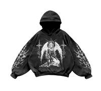 Hoodie Herren Oversized Freizeit Unisex Sweatshirt Basic Buchstaben Druck Hoodie Männer Langarm Pullover Einfarbig Kapuzenpulli Langarmshirt für Sport Fitness Outdoor Übergangsjacke, 05-negro, L