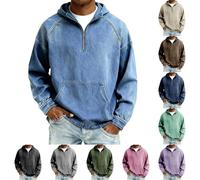 Hoodie Herren Oversized Jeans Kapuzenpullover Zipper Hoody Denim Kapuzenjacke mit Taschen Hoodies Sweatshirt Sweatshirt Vintage Arbeitspullover Übergangsjacke leichte Sweatjacke Langarm Pullover, azul