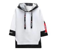 Hoodie Herren Pullover Langarm Classic Männer Sweatjacke Hoodie Casual Farbblock Sweatshirt Techwear Hip Hop Japanische Streetwear Patchwork Urban Jumper, O blanco., S