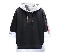Hoodie Herren Pullover Langarm Classic Männer Sweatjacke Hoodie Casual Farbblock Sweatshirt Techwear Hip Hop Japanische Streetwear Patchwork Urban Jumper, O negro., XXL