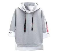 Hoodie Herren Pullover Langarm Classic Männer Sweatjacke Hoodie Casual Farbblock Sweatshirt Techwear Hip Hop Japanische Streetwear Patchwork Urban Jumper, O gris., L