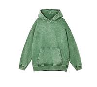 Hoodie Herren Schwarz Pullover Herren mit Kapuze Baumwolle, Einfarbig Basic Sweatshirt In Used-Optik Regular Fit Hoodie Mode Sport Freizeit Sweatpullover mit Taschen Langarm Oberteil, verde, XXXL