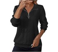 Hoodie Mujer,Ropa Invierno,Sudaderas Roja con Capucha,Suéter Sin Sombrero con Solapa Sólida Casual para Mujeres,Jersey Oversize,02-Black,S