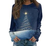 Hoodie Mujer,Ugly Christmas Sweater Mujer,Womens Autumn Winter Christmas Printed Pullover Tops Long Sleeve Crewneck Oversized Sweatshirts Grandes (Navy, XL)