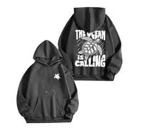 Hoodie Oversize Damen Hoodie Flowers Back Print Letters Sweatshirt mit Pockets Drawstring Pullover Harajuku Elegant Coat Loose Sport Basic Lightweight Long Sleeve Shirt Baggy Casual Tops, O gris., S
