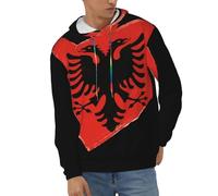Hoodie para Hombre Albania Bandera Nacional Clásico Cómodo Top con Capucha Chaqueta Manga Larga con Puños Acanalados Ideal Fin De Semana Estilo del Reino Unido Sudaderas De Trabajo