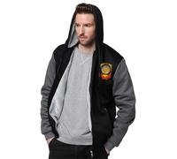 Hoodie para Hombre con Cremallera Completa - Unión de Repúblicas Socialistas Soviéticas Sudadera Cálida y Gruesa con Forro Polar,Tejido Suave,Estilo Casual para Trabajo Tiempo Libre,Gris,XXL