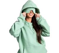 Hoodie with Eye Mask Built In, Couple Sweatshirts, Comfort Airplane Hoodies, with Hidden Pockets, for Female and Male (Green,S)