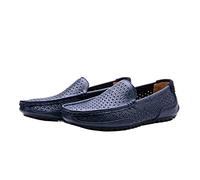 HOOENG Mocasines for Hombre, Zapatos Mocasines, Transpirables, Ligeros, de Cuero Sencillo, Flexibles, cómodos, Antideslizantes, for Caminar, clásicos, sin Cordones (Color : Azul, Size : 43 EU)
