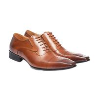 HOOENG Zapatos de Vestir for Hombres con Cordones de Punta Cuadrada de Punta de Punta. PU Bloque de Cuero Tacón Top Top Top Resistente a Resistente (Color : Yellow, Size : 43 EU)