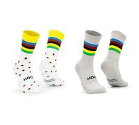 HOOF - Calcetines de Deporte para Ciclismo Ultraligeros - Transpirables y Cómodos - Material Técnico Vaporfeel - Calcetines Antiampollas Unisex - Tourmalet Pack (2 pares) - Talla 44-47