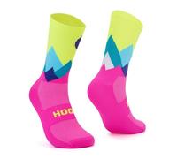 HOOF - Calcetines de Deporte para Ciclismo Ultraligeros - Transpirables y Cómodos - Material Técnico Vaporfeel - Calcetines Antiampollas Unisex - Landscapes Neon Metaverse - Talla 40-43