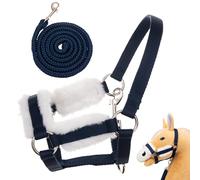 Hoofly Accesorios para caballos Hobby Horse - Cabestro en azul, con punto y mosquetón [certificado TÜV] - Equipamiento de alta calidad en el set - Ideal para jugar y entrenar