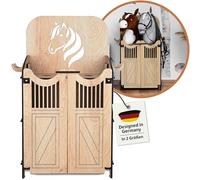 Hoofly Hobby Horse Establo - Accesorio práctico con Puertas, Almacenamiento y Ganchos/Establo de Madera para 2 Caballos de Palo/Soporte Fuerte para 2 Hobby Horses