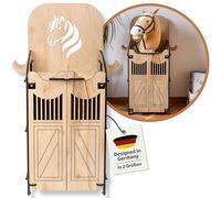 Hoofly Hobby Horse Establo - Accesorio práctico con Puertas, Almacenamiento y Ganchos/Soporte Resistente para Caballo de Palo/Establo de Madera para 1 Hobby Horse