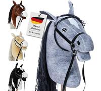Hoofly® Hobby Horse Gris (Tordo) - Gran Caballo de Palo para niños A3 con Vara atornillable/Set de Caballo Hobby Horse con Brida/Caballo Hobby Horsing en 4 diseños/Caballos de Palo