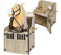 Hoofly Soporte de pared para caballos Hobby Horse Stall - Accesorio práctico para establos con puertas, almacenamiento y ganchos, 1