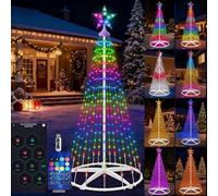 Hoofun Guirnalda de luces LED inteligente para árbol de Navidad: 150 cm, iluminación navideña con estrellas, aplicación y mando a distancia, conector USB, RGB regulable, modo DIY, temporizador