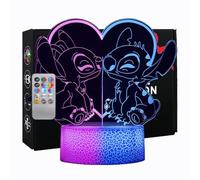 Hoofun Lámpara Stitch, 16 Colores Luz Nocturna, Lámpara Anime 3D LED Ilusión Con Control Remoto y Smart Touch, Idea Regalo di Natale Decoración Para la Camera dei Bambini