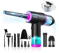 Hoofun Soplador de Polvo Eléctrico y Aspirador 2 en 1, 100000 RPM, 10Kpa Soplador Aspirador Portatil, 3 Velocidades Soplador Aire Comprimido Sin Cable con LED para PC, Sofá, Coches, Hogar 7600 m Ah