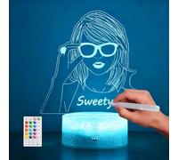 Hoofun Taylor Night Light Merch: Regalos de mercancía para fanáticos de cantantes, lámpara LED 3D con ilusión con control remoto y toque inteligente para decoración de dormitorio de niñas, música