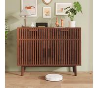 HOOGDLJ Armario de cocina, aparador con 2 cajones, 2 puertas, armario de cocina con encimera, armario buffet para salón, dormitorio, pasillo, 160 x 35 x 80 cm (color nogal)