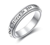HOOHWE Anillo de ansiedad para mujer, plata de ley 925, giratorio, para aliviar el aburrimiento, TDAH, autismo, anillo antiestrés, joyería para mujeres y hombres, Plata de ley, plata de ley