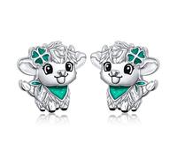 HOOHWE Pendientes de aro de plata de ley 925 con diseño de mariquita, para mujer, con diseño de capibara, cerdo, koala, ajolote, aretes de aro para orejas sensibles, Plata de ley