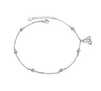 HOOHWE Tobillera de plata de ley S925 con mariposa, ancla, tortuga marina, cruz, girasol, luna, para mujeres y niñas, pulsera de tobillo de doble capa, ajustable, joyería de cadena de pie, 9+1 inch