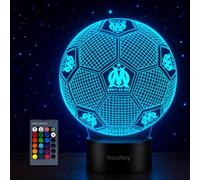 HooJtny Fútbol Lámpara Marseille para Niños, Lámpara Noche de Fútbol 3D, Luz LED 3D, 16 Colores Recargable por USB, Regalo para Cumpleaños de Niños