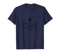 Hook Line & Thinker Niños Pesca Inteligente Angler Humor Camiseta, Hombre, Azul Marino, L